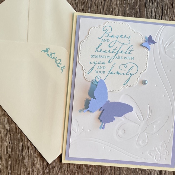 5 pk Hand Crafted Assorted Color Sympathy Cards Blank Inside CoordinatiEnvelopes - Picture 2 of 11